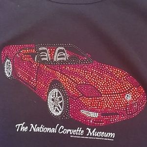 SALE! 2605 Red Rhinestone Corvette Top, Size 2XL